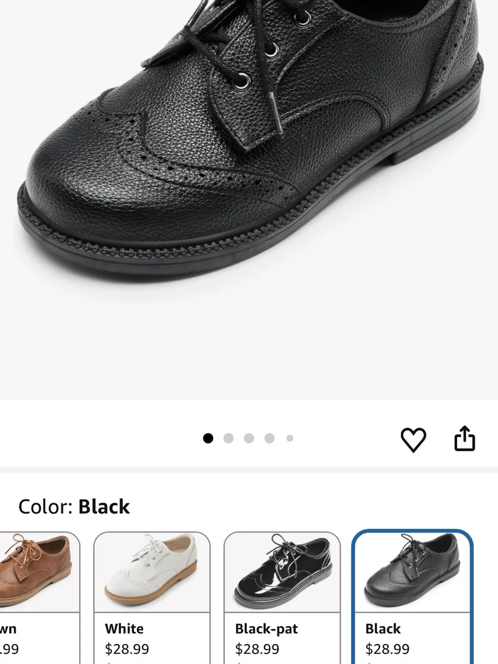 Dream Pairs Kids Black Lace-Up Brogue Dress Shoes